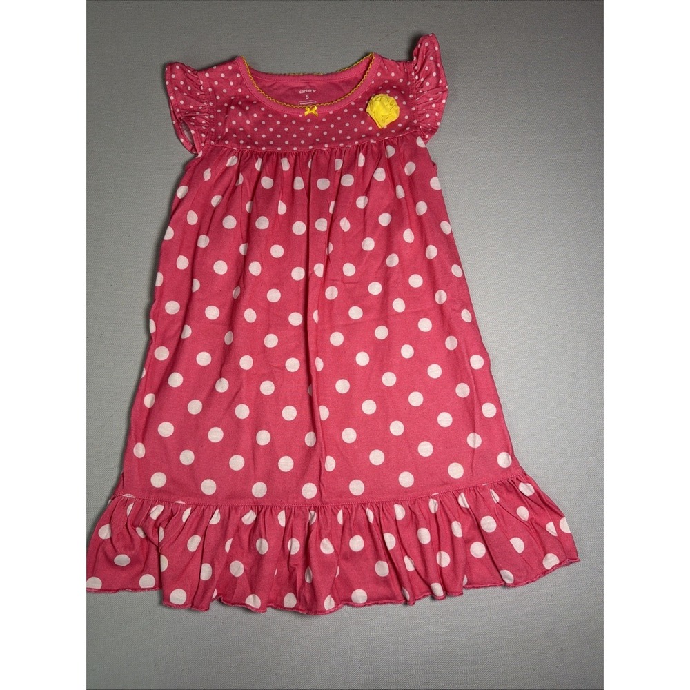 Carter's Girl's Size S Pink White Polka Dot Design Knee Length Dress